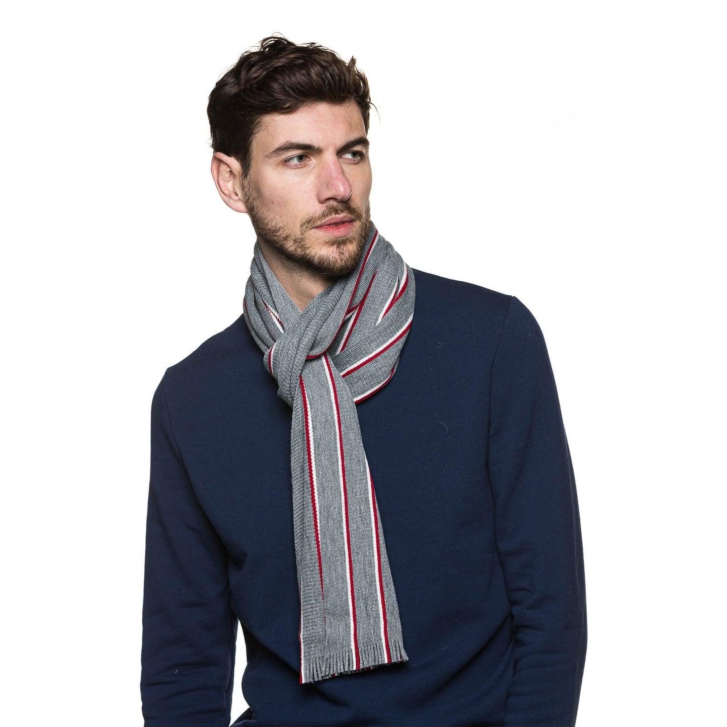 Echarpe homme gris rouge - Taille unique - Echarpe homme PALÂBA